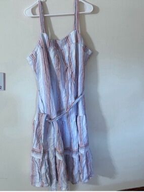 NWT Crown & Ivy Size 2x Striped Blue and Pink Midi Sundress with Tie Waist
